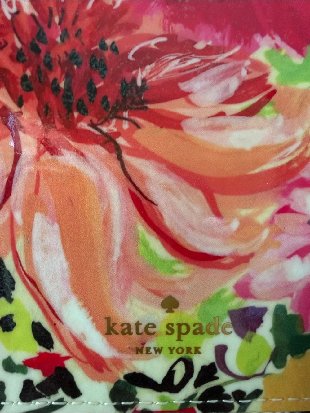 kate spade Pink Floral Glossy Zip Pouch